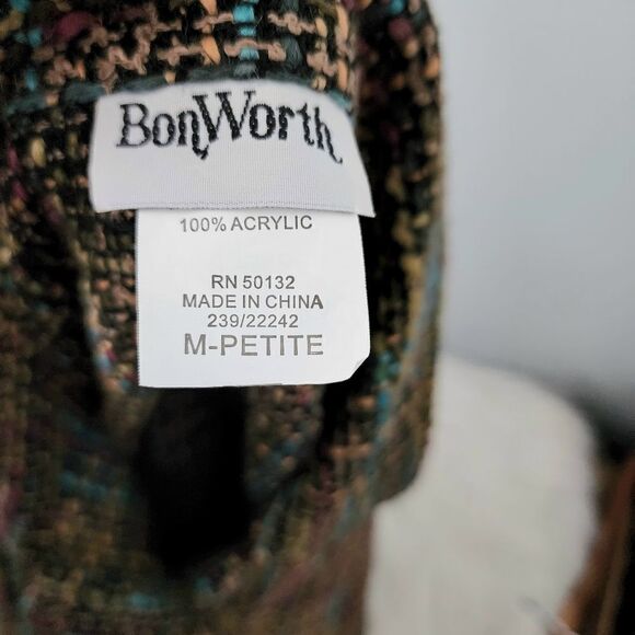 Bon Worth vintage blazer petite medium women's button front multicolor - Picture 5 of 8